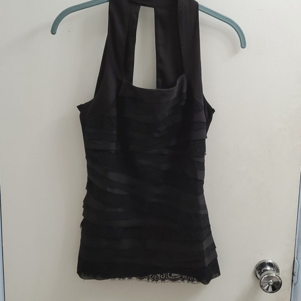 WHBM satin and lace layered sleeveless top